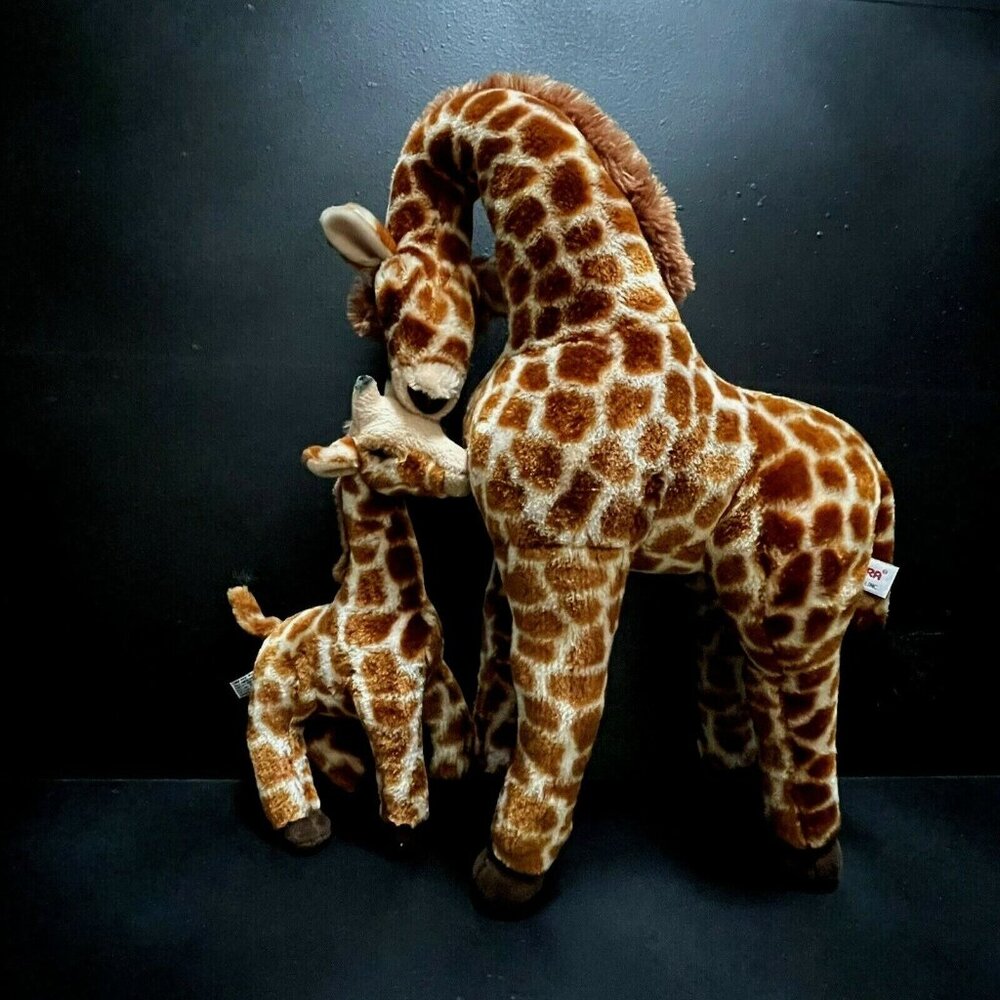 Aurora Miyoni adorable medium sized mother and attached baby giraffe plush